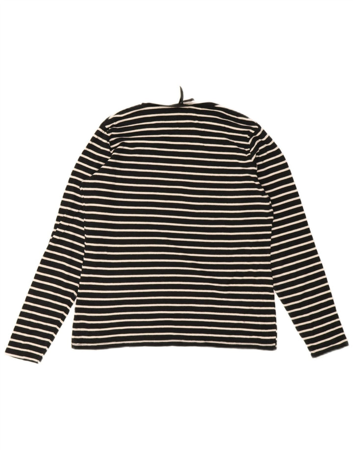 Marks & Spencer Top da donna a maniche lunghe UK 16 Large in cotone a righe nere