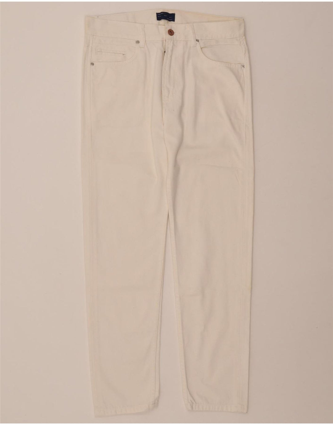 Jeans slim da uomo ZARA EU 40 medio W31 L28 cotone bianco sporco