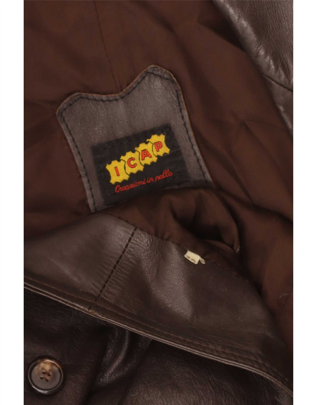 Cappotto in pelle vintage da uomo UK 38 Marrone medio