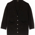 Massimo Dutti Maglione cardigan con maniche a 3/4 da donna UK 16 Grande lana nera