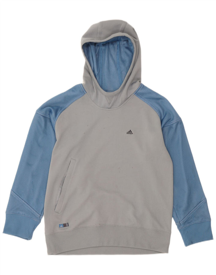 Felpa con cappuccio da uomo Adidas Small in poliestere color block grigio