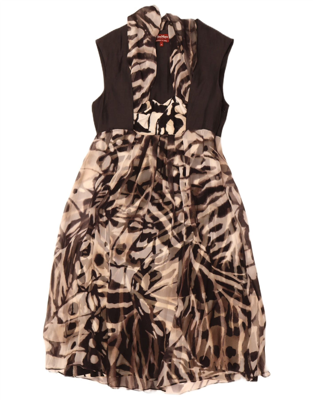 Abito a trapezio senza maniche da donna Max Mara UK 12 stampa animalier nera media