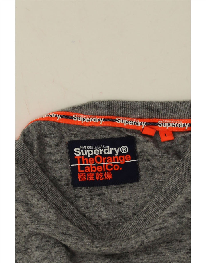 Top da uomo a maniche lunghe Superdry in cotone chiazzato grigio grande