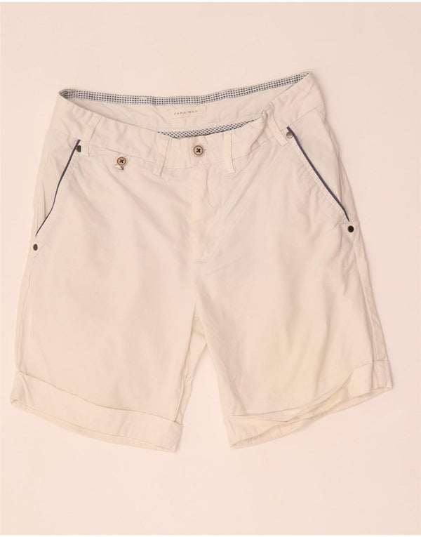 Zara Pantaloncini chino da uomo EU 38 Small W30 Cotone bianco