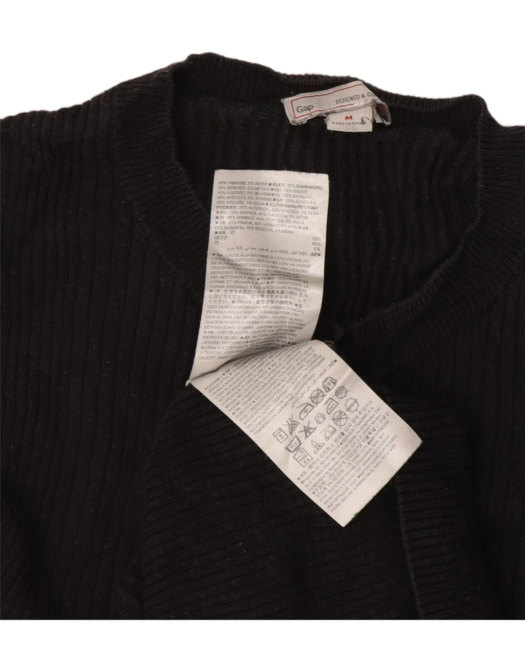 Gap Donna Maglia Regular Fit Top Manica Lunga UK 12 Viscosa Nera Media