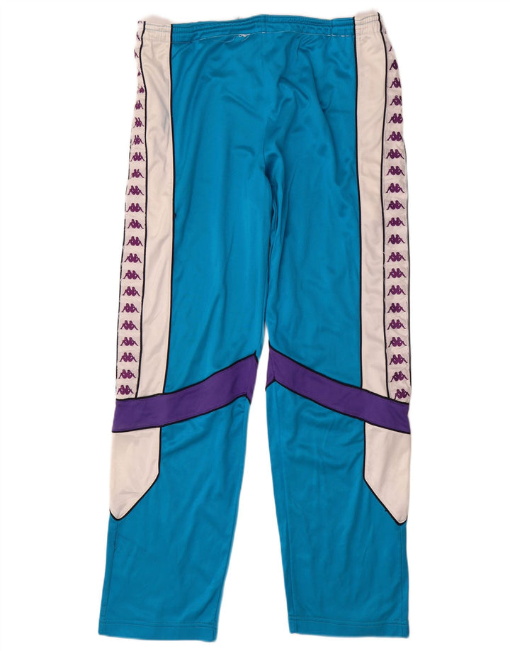Pantaloni da tuta con grafica Kappa da uomo, triacetato color block blu grande