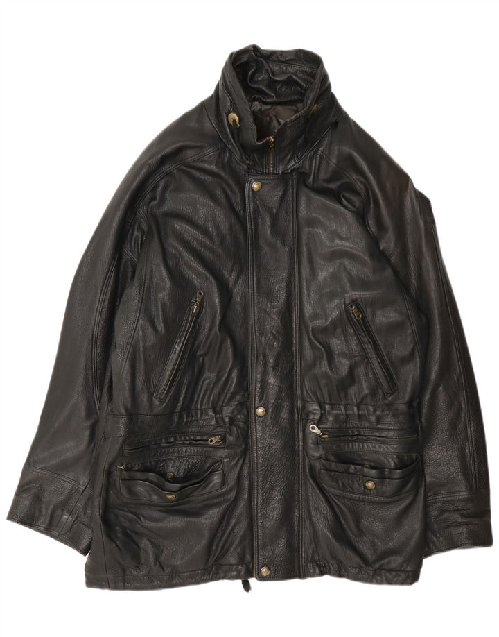 Giacca in pelle da uomo Pierre Cardin UK 42 XL Nera