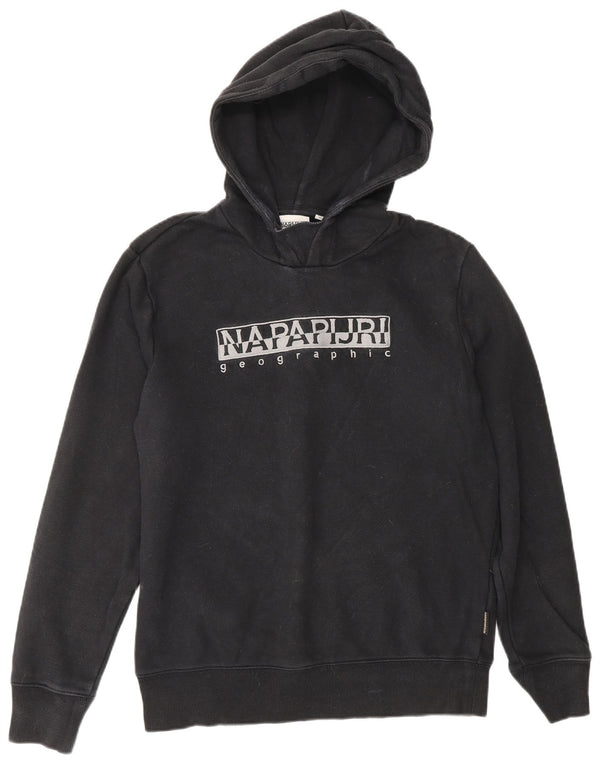 Maglione con cappuccio grafico geografico da uomo Napapijri piccolo in cotone blu navy