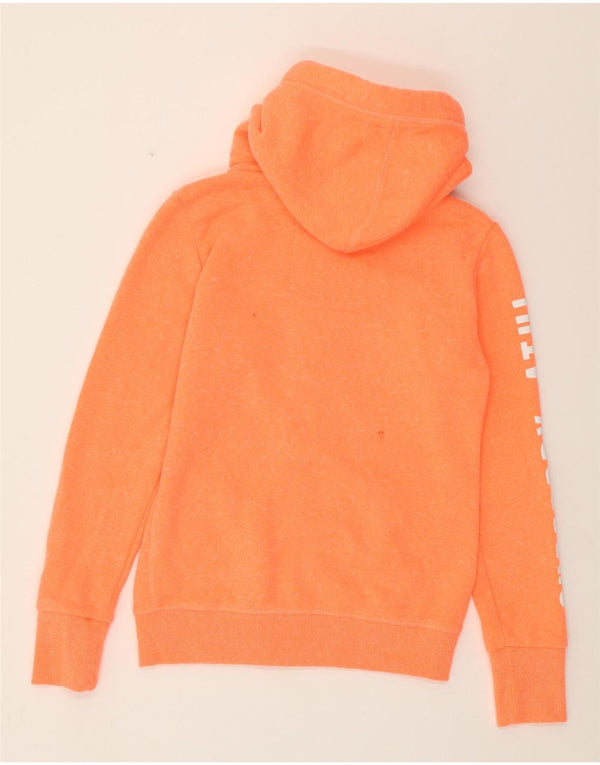 Felpa con cappuccio con zip grafica da donna SUPERDRY UK 10 piccola chiazzata arancione