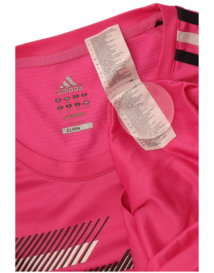ADIDAS Womens Climalite Graphic Top Long Sleeve UK 14 Medium Pink