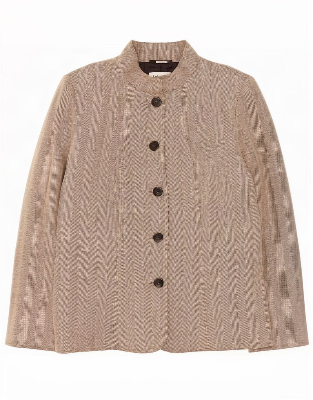 Giacca blazer a 5 bottoni da donna Calvin Klein US 14 XL Rayon beige a spina di pesce