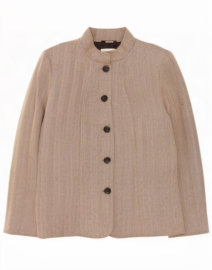 Giacca blazer a 5 bottoni da donna Calvin Klein US 14 XL Rayon beige a spina di pesce