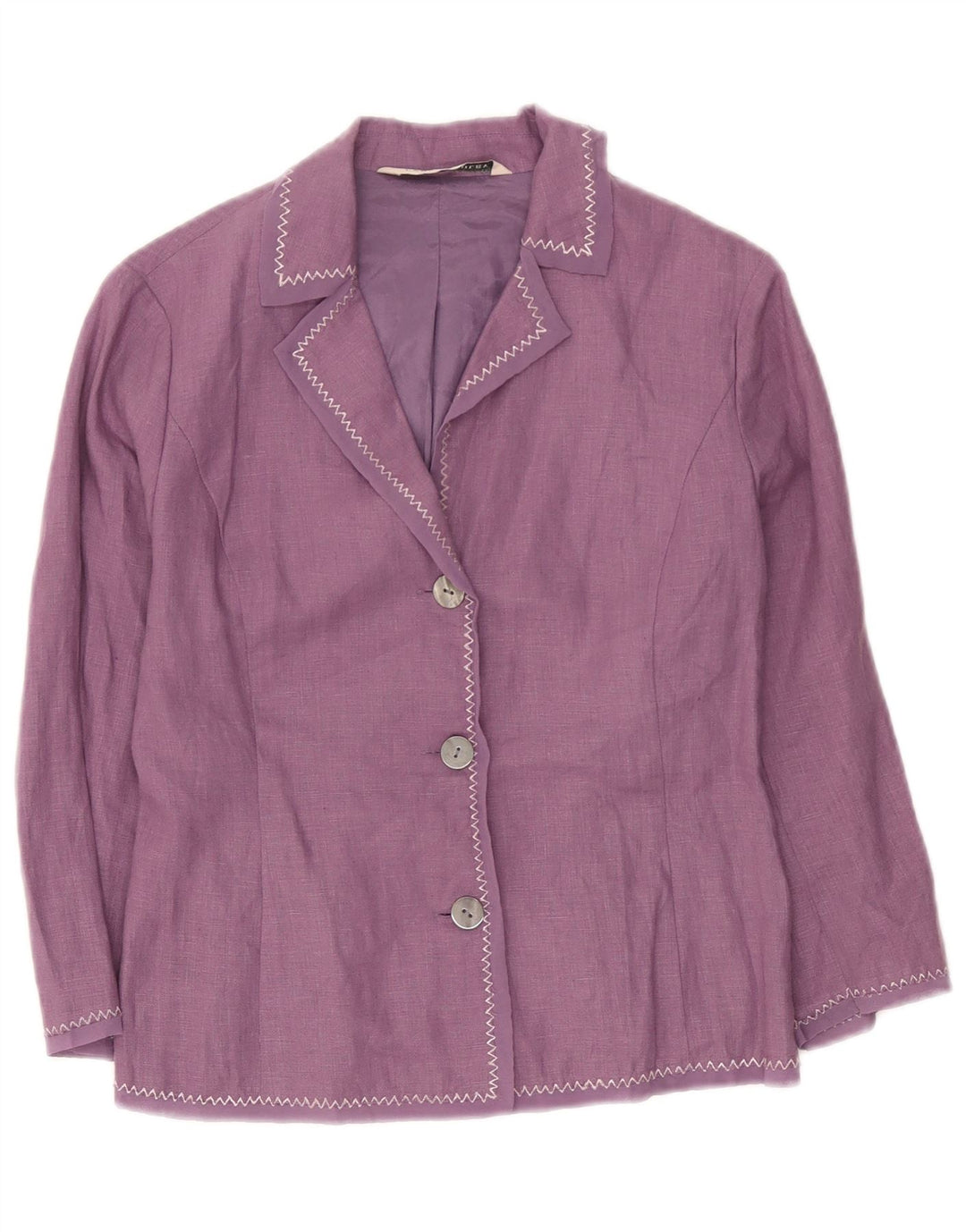 Giacca blazer a 3 bottoni da donna Laura Ashley UK 8 piccolo lino viola
