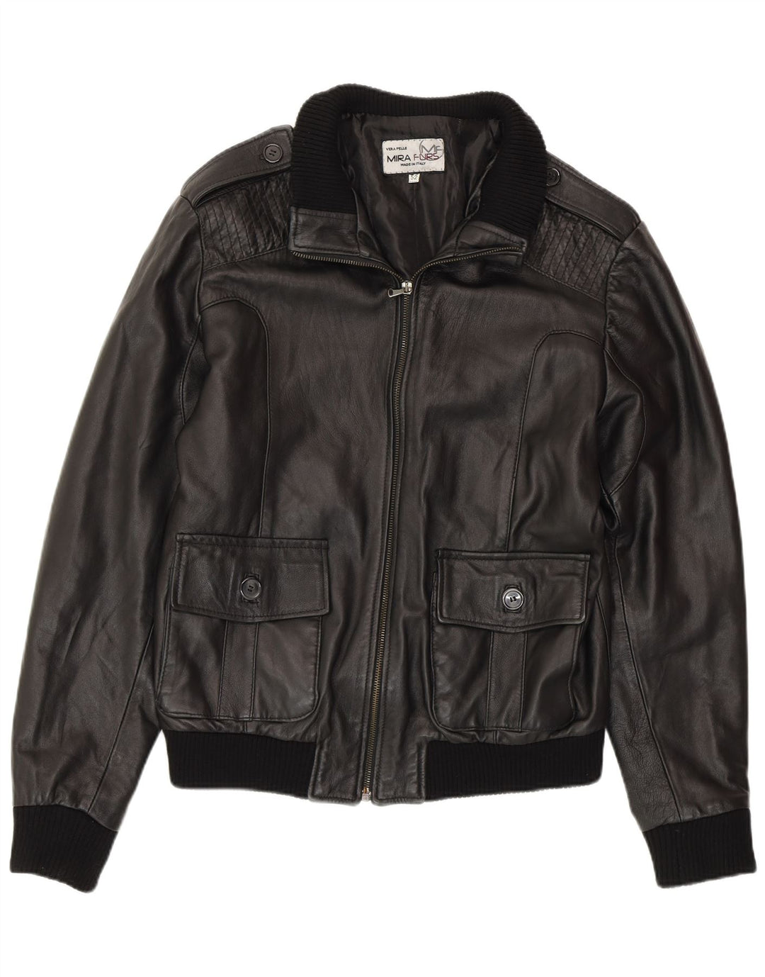 MIRA FURS Giacca in pelle militare da uomo IT 52 XL Pelle nera