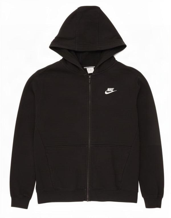 Nike Boys Zip Hoodie Sweater 13-14 Years XL Black Cotton