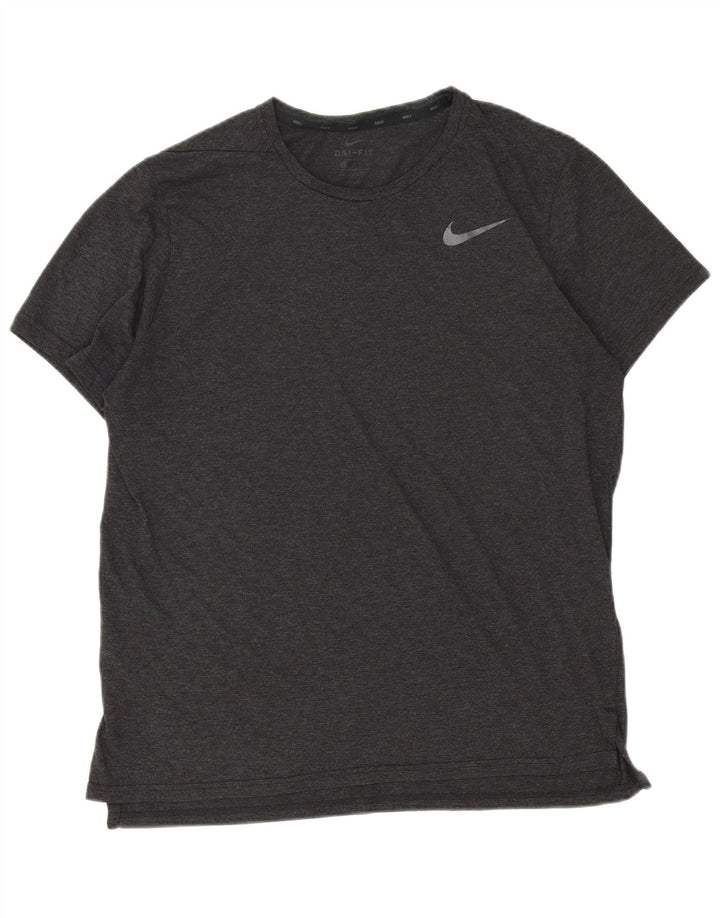 T-shirt Nike Dri Fit da uomo, top in poliestere grigio medio
