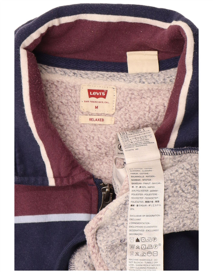 LEVI'S Felpa da uomo rilassata con collo con zip, maglione medio a righe blu navy