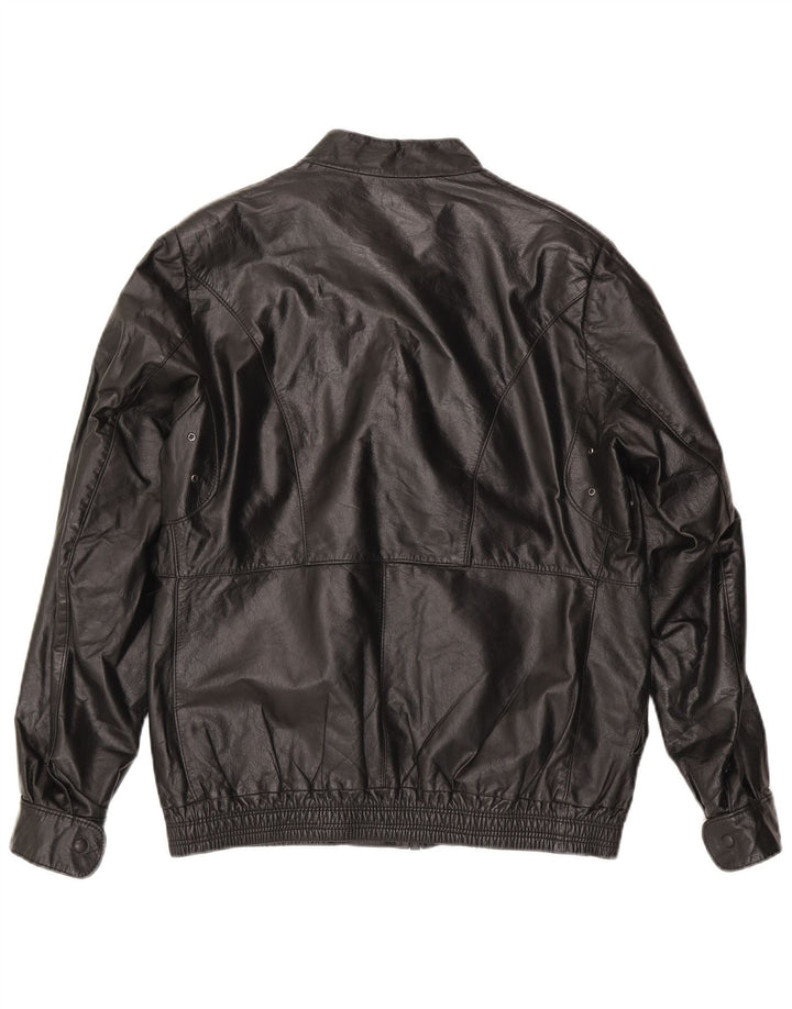 Giacca in pelle vintage da uomo UK 38 media nera