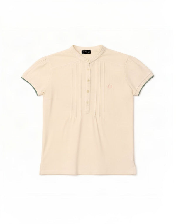 Polo da donna Fred Perry UK 14 grande cotone bianco