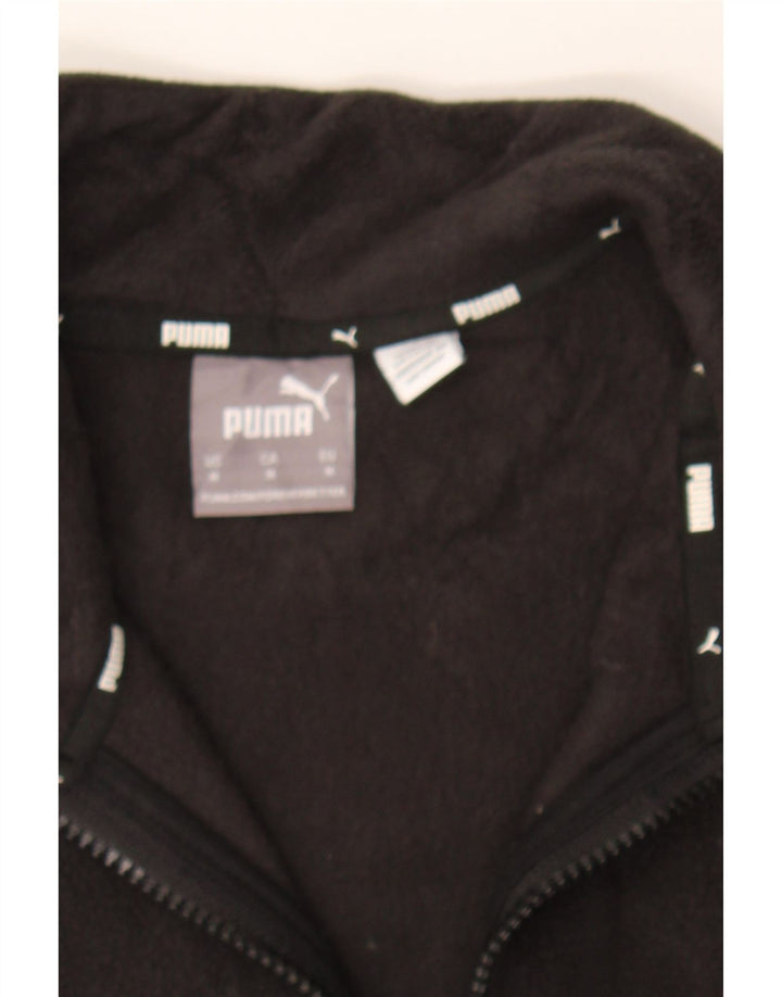 PUMA Mens Zip Neck Fleece Jumper Medium Black Polyester Vintage Puma and Second-Hand Puma from Messina Hembry 