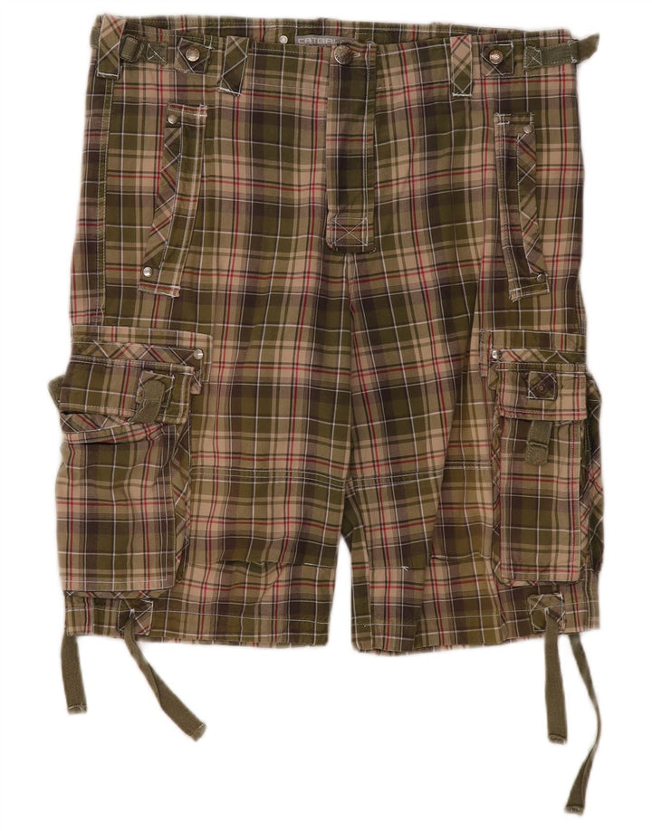Pantaloncini cargo da uomo Catbalou IT 50 Large W38 cotone a quadri kaki