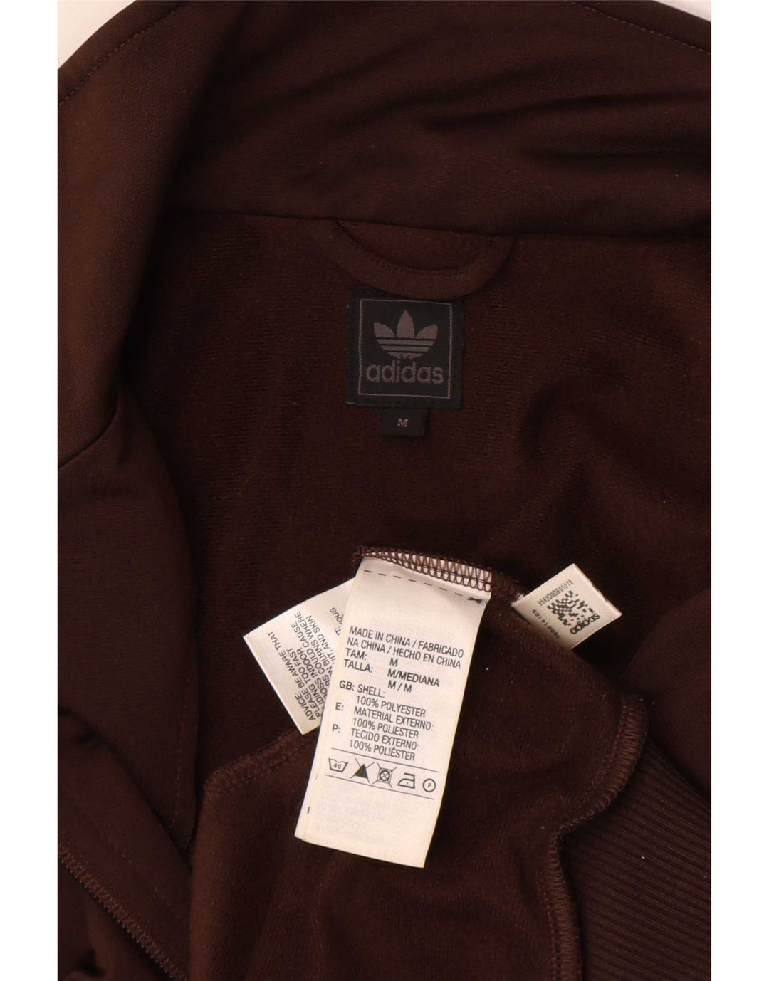 Giacca superiore della tuta da uomo Adidas in poliestere marrone medio
