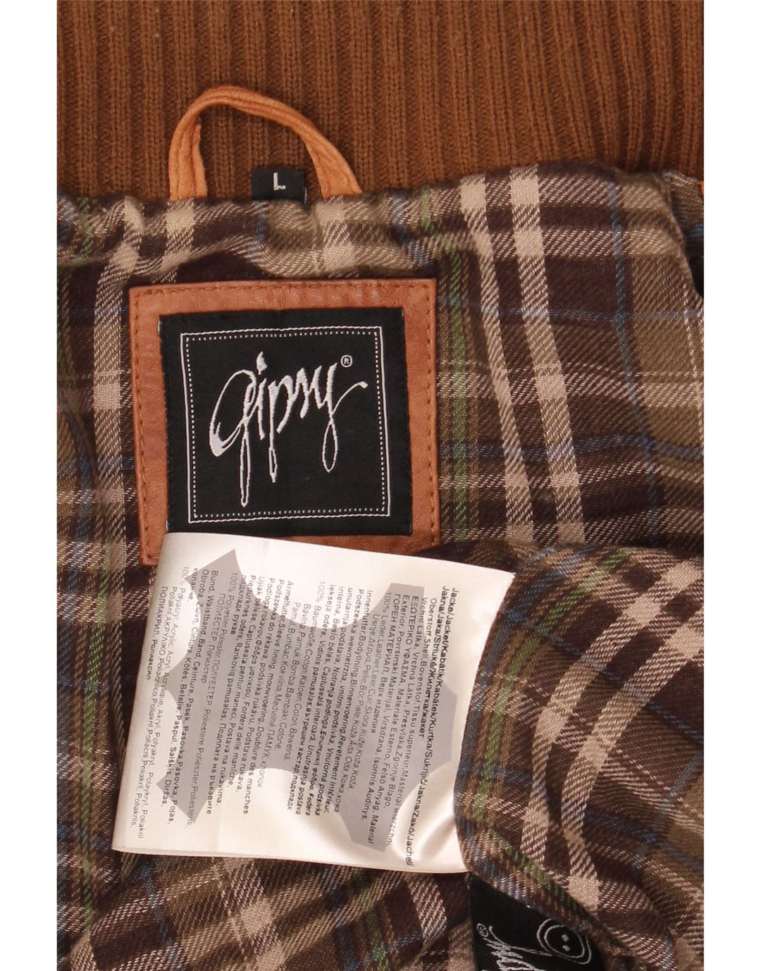 Giacca bomber militare da uomo GYPSY in pelle UK 40 grande in pelle marrone