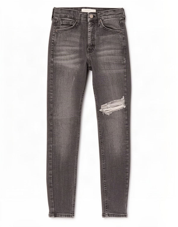 Topshop Jeans skinny effetto consumato Jamie da donna UK 8 Small W26 L26 Cotone grigio