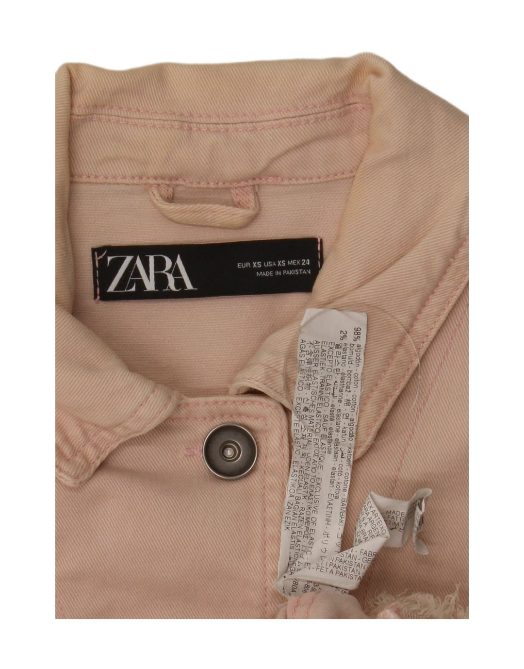 Giacca di jeans oversize da donna Zara UK 6 XS cotone rosa
