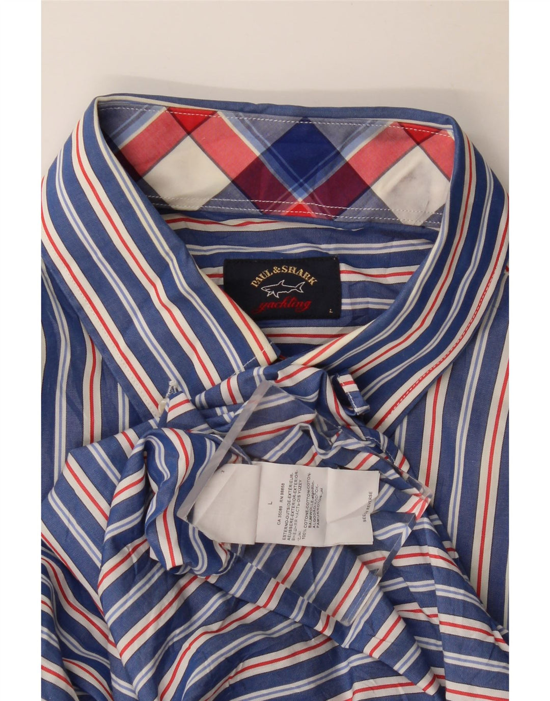Paul & Shark Camicia a maniche corte da uomo in cotone a righe grandi blu