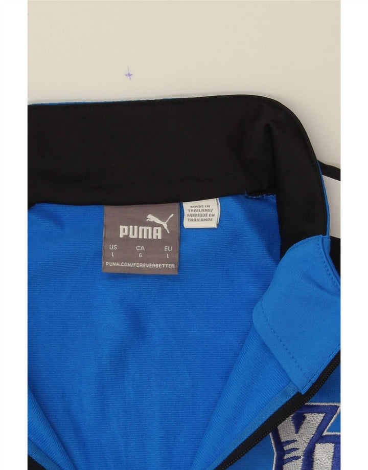 PUMA Mens Zip Neck Pullover Tracksuit Top Large Blue Colourblock Polyester Vintage Puma and Second-Hand Puma from Messina Hembry 