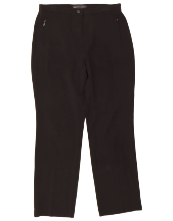 Pantaloni casual dritti da donna Marks & Spencer UK 10 piccoli W28 L26 neri