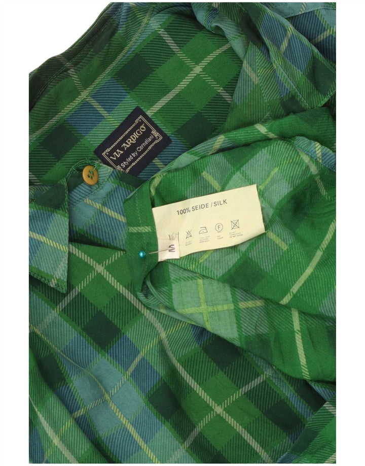 Camicia da uomo Via Ardigo in seta a quadri verde medio