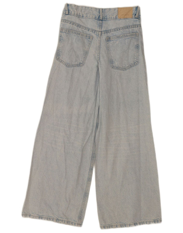 Jeans Zara per ragazze a gamba larga effetto invecchiato 13-14 anni W26 L27 Blu
