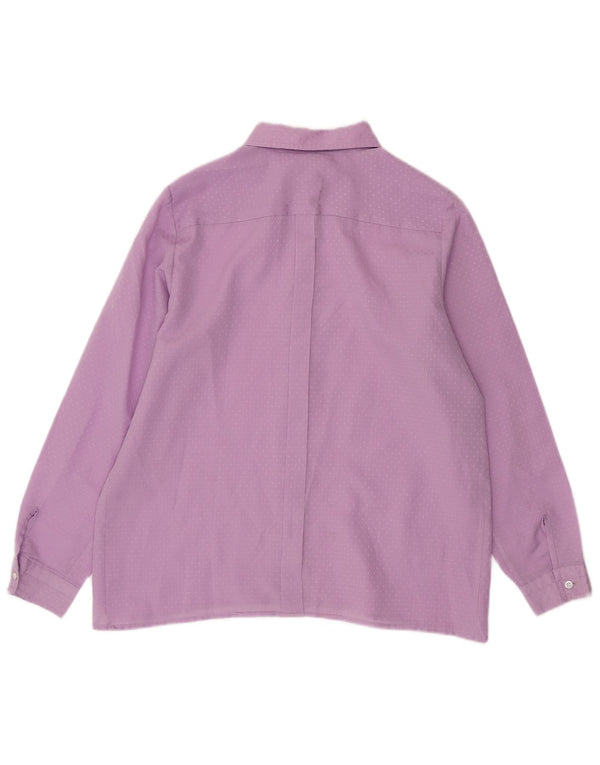 Vintage Womens Shirt Blouse UK 16 Large Purple Spotted Polyester