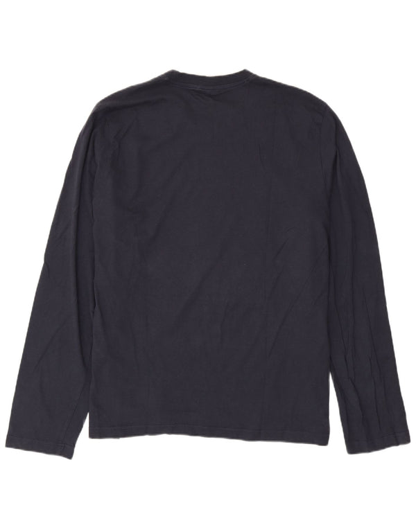Top Adidas da uomo a maniche lunghe XL in cotone blu navy