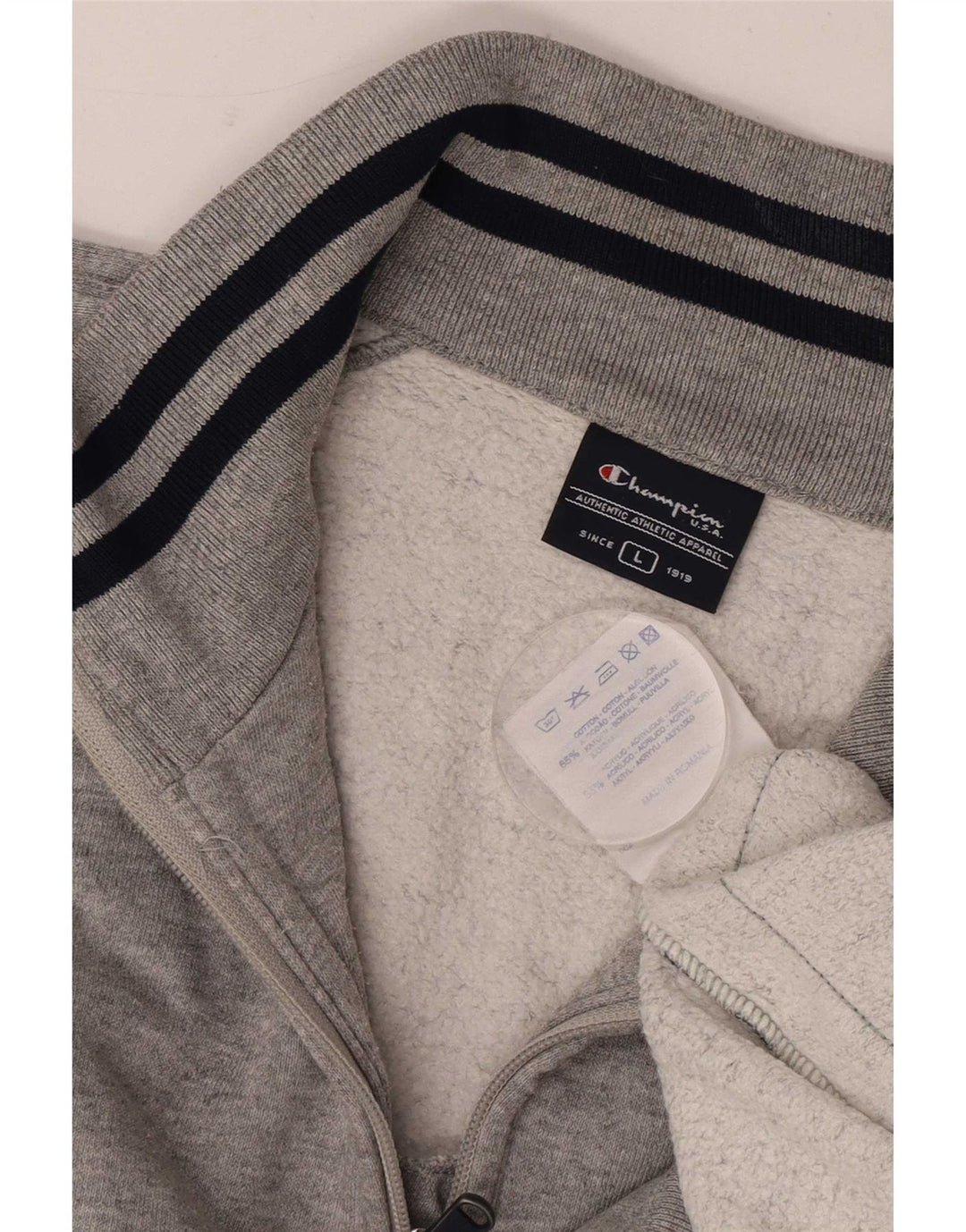 Felpa Champion da uomo con zip e collo, grande, in cotone color block grigio