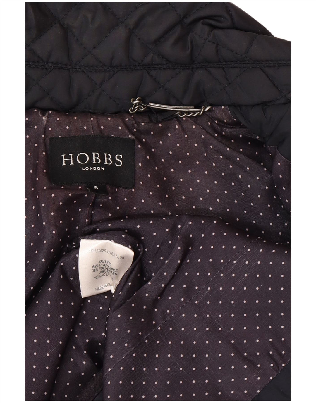 Giacca trapuntata da donna Hobbs UK 8 Small Blu Navy in poliammide