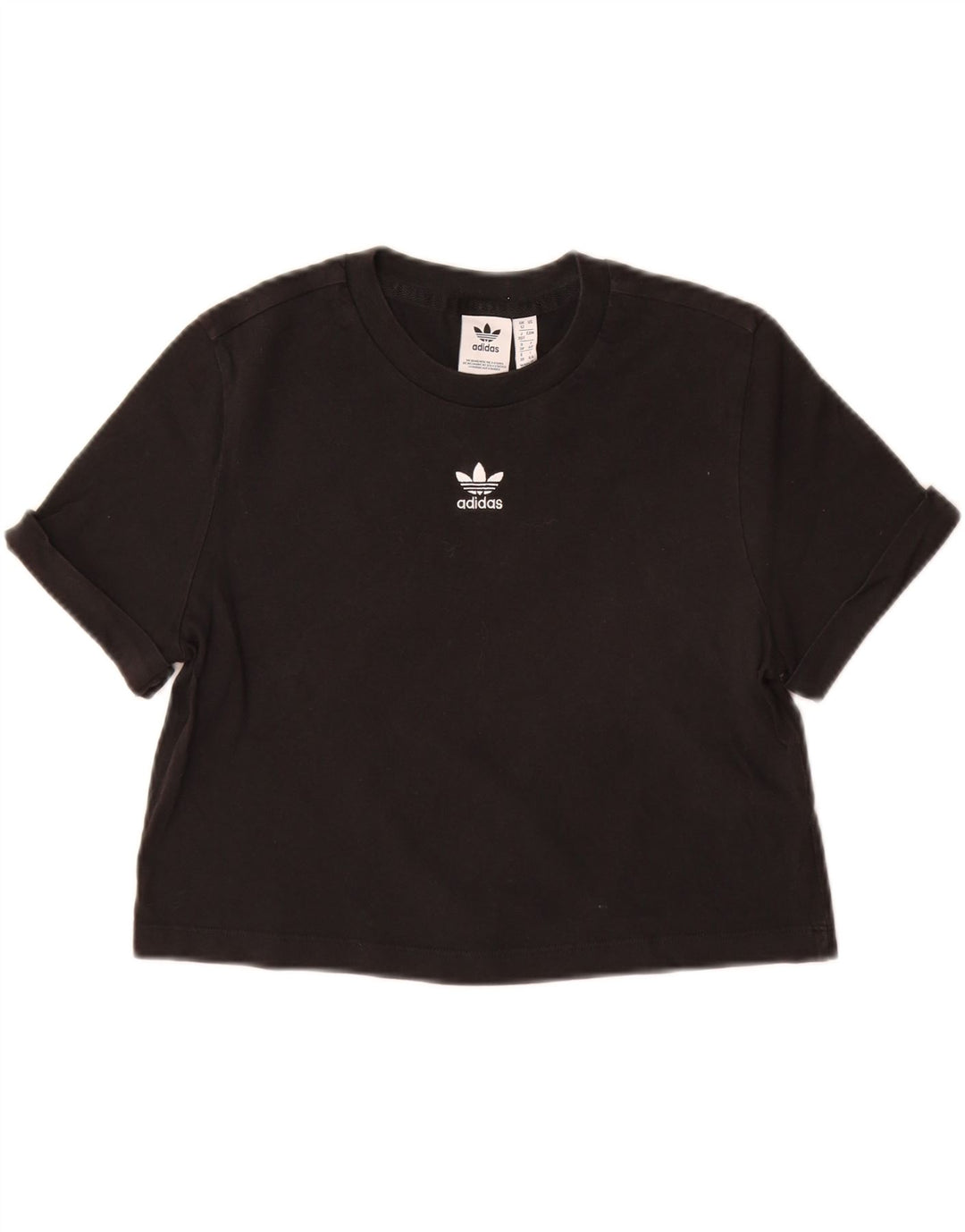 T-shirt corta da donna ADIDAS UK 12 cotone nero medio