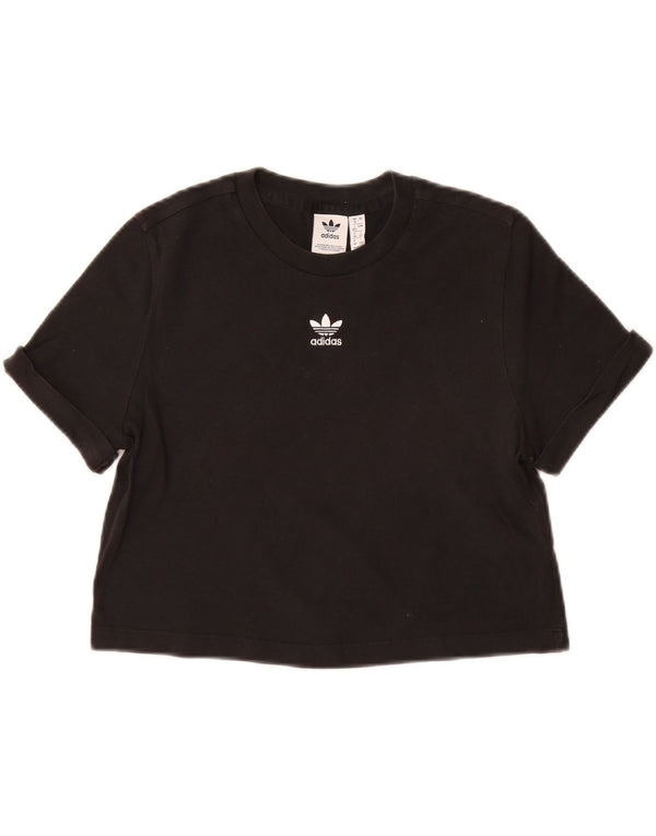 T-shirt corta da donna ADIDAS UK 12 cotone nero medio