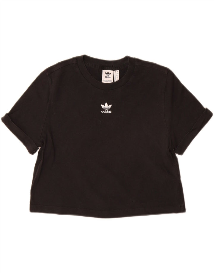 T-shirt corta da donna ADIDAS UK 12 cotone nero medio