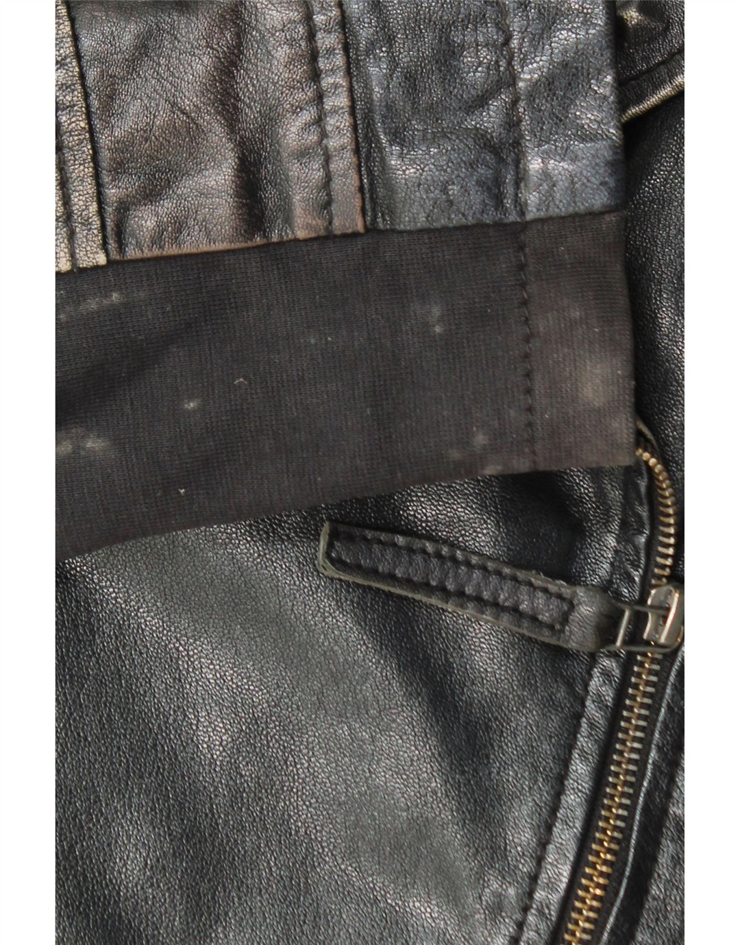 Giacca da motociclista in pelle corta da donna vintage IT 40 piccola in pelle nera