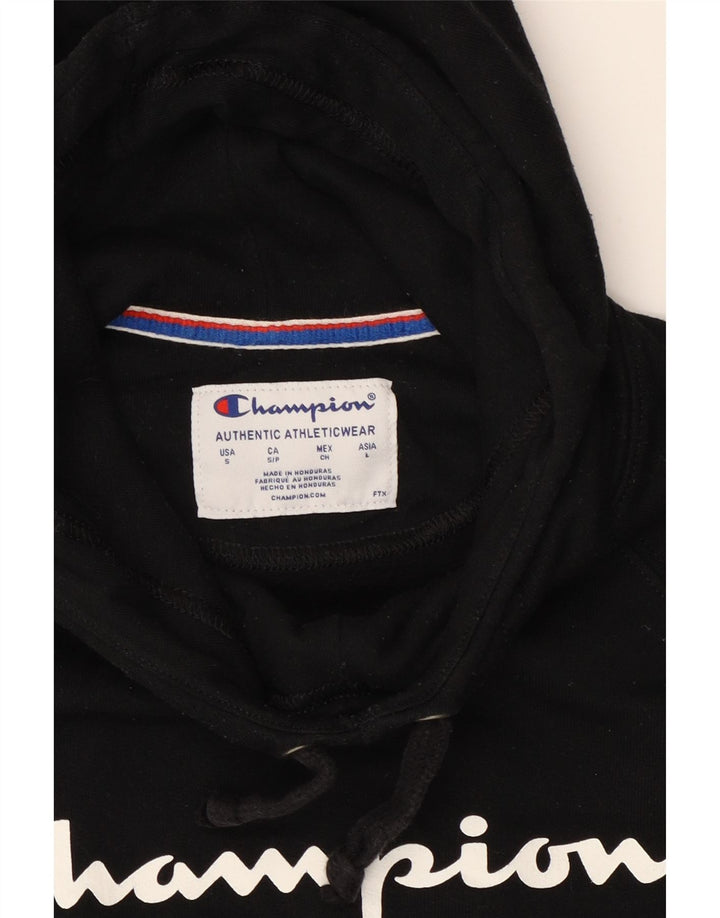 CHAMPION Mens Graphic Hoodie Jumper Small Black Vintage Champion and Second-Hand Champion from Messina Hembry 