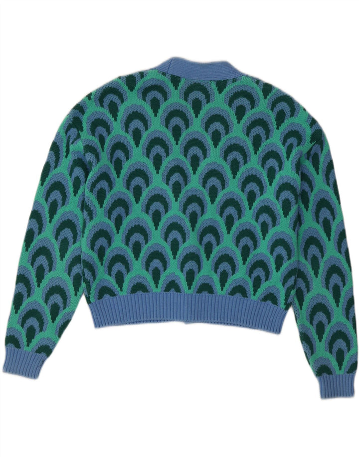 Maglione cardigan oversize da donna Zara UK 10 piccolo turchese geometrico