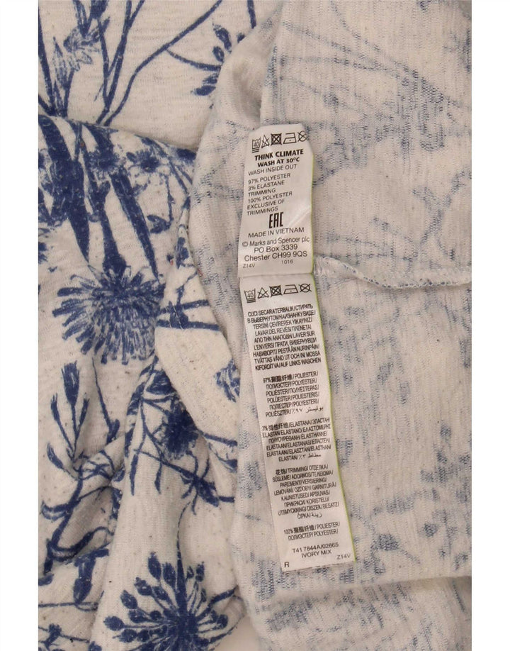 Top tunica a maniche lunghe da donna Marks & Spencer UK 16 grande floreale bianco sporco
