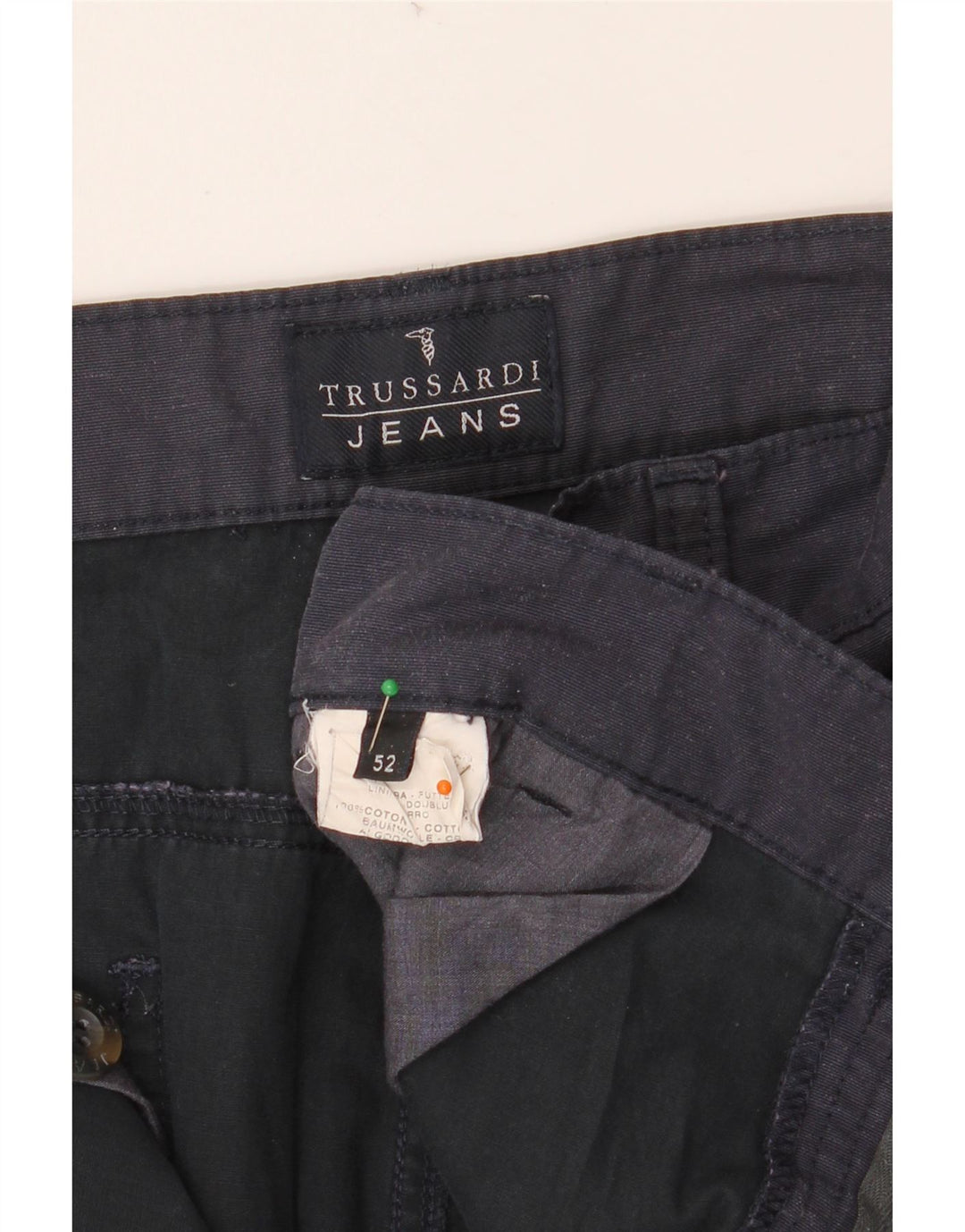 Pantaloni Chino Dritti Uomo TRUSSARDI IT 52 XL W36 L34 Blu Navy Cotone