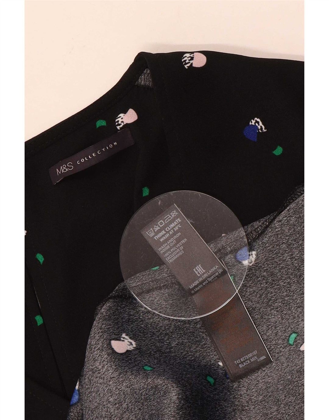 Abito a trapezio da donna Marks & Spencer con motivo astratto UK 12 medio nero