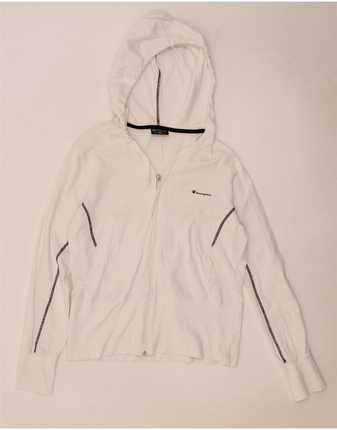 CHAMPION Womens Zip Hoodie Sweater UK 12 Medium White Cotton Vintage Champion and Second-Hand Champion from Messina Hembry 