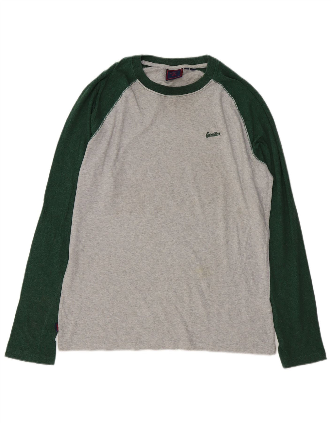 Top da uomo SUPERDRY a maniche lunghe in cotone color block grigio medio
