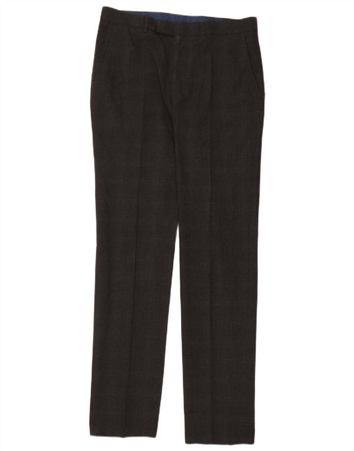 Pantaloni da abito da uomo Marks & Spencer super slim fit W32 L33 a quadri grigi